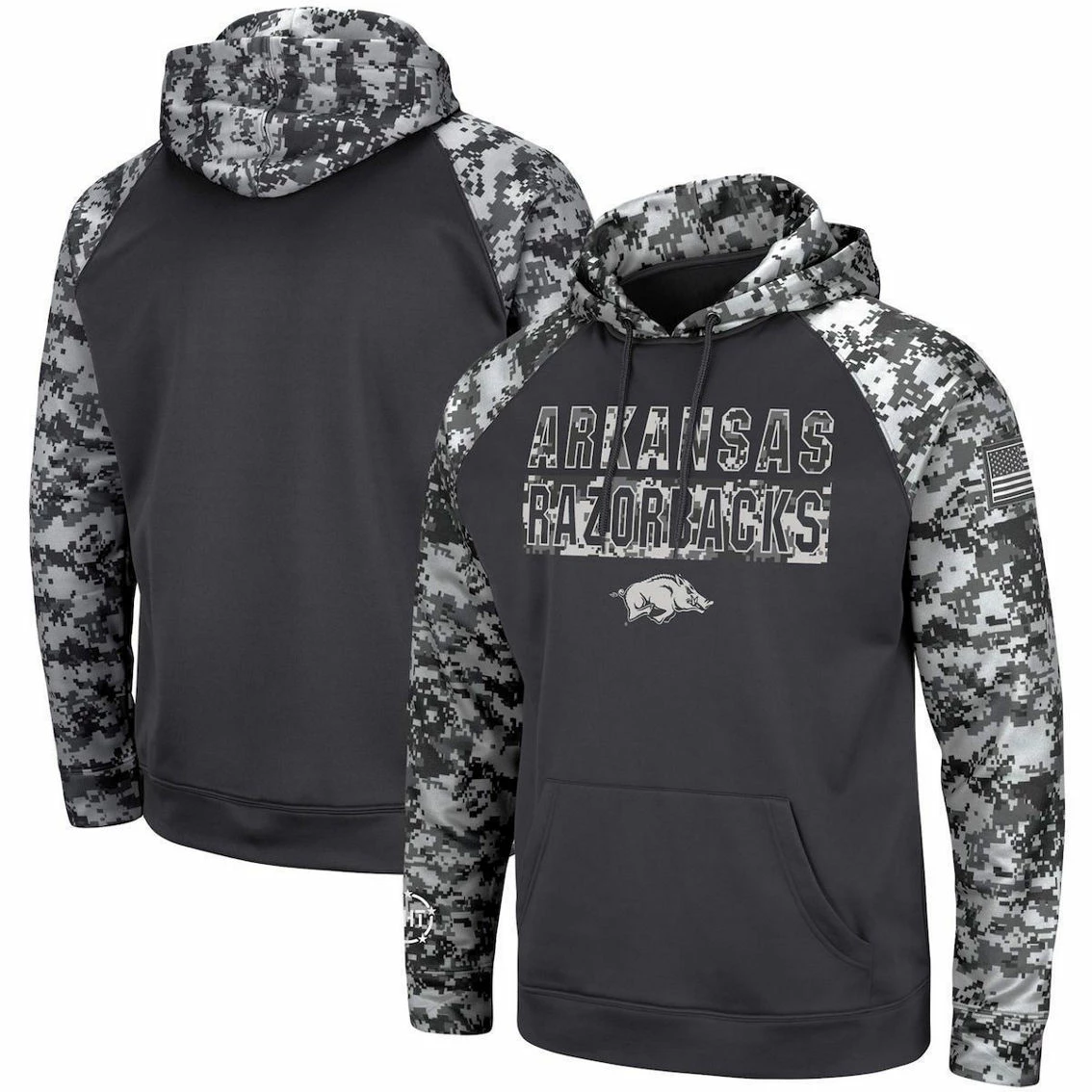 Colosseum Men's Charcoal Arkansas Razorbacks OHT Military Appreciation Digital Camo Pullover Hoodie 2 Colosseum Men's Charcoal Arkansas Razorbacks OHT Military Appreciation Digital Camo Pullover Hoodie - Image 2