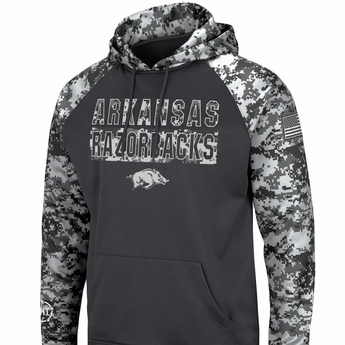 Colosseum Men's Charcoal Arkansas Razorbacks OHT Military Appreciation Digital Camo Pullover Hoodie 3 Colosseum Men's Charcoal Arkansas Razorbacks OHT Military Appreciation Digital Camo Pullover Hoodie - Image 3
