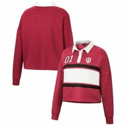 Colosseum Women's Heather Crimson Indiana Hoosiers I Love My Job Rugby Long Sleeve Shirt