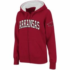 Colosseum Women's Cardinal Arkansas Razorbacks Arched Name Full-Zip Hoodie