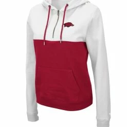 Colosseum Women's White/Cardinal Arkansas Razorbacks Aidan Half-Zip Hoodie -Colosseum Shop DSCO1148317856 3550 ALT2