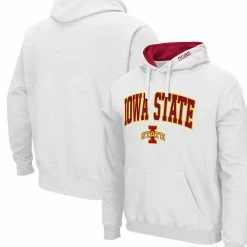Colosseum Men's White Iowa State Cyclones Arch & Logo 3.0 Pullover Hoodie