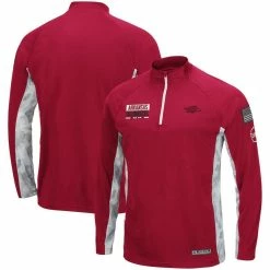 Colosseum Men's Cardinal Arkansas Razorbacks OHT Military Appreciation Snow Cruise Raglan 1/4-Zip Jacket