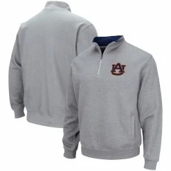 Colosseum Men's Heathered Gray Auburn Tigers Tortugas Team Logo Quarter-Zip Jacket