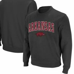 Colosseum Men's Charcoal Arkansas Razorbacks Arch & Logo Crew Neck Sweatshirt