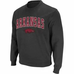 Colosseum Men's Charcoal Arkansas Razorbacks Arch & Logo Crew Neck Sweatshirt -Colosseum Shop DSCO1148320092 1904 ALT2