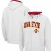 Men's Colosseum White Iowa State Cyclones Arch & Logo 3.0 Full-Zip Hoodie