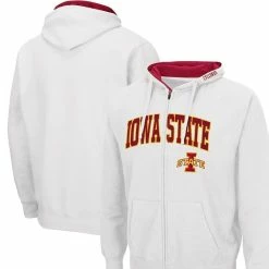Men's Colosseum White Iowa State Cyclones Arch & Logo 3.0 Full-Zip Hoodie