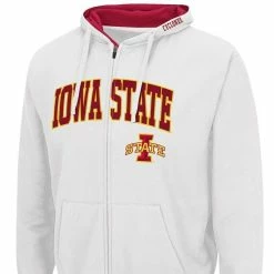 Men's Colosseum White Iowa State Cyclones Arch & Logo 3.0 Full-Zip Hoodie -Colosseum Shop DSCO1148320381 3550 ALT2