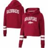 Colosseum Women's Cardinal Arkansas Razorbacks Throwback Stripe Cropped Pullover Hoodie