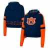 Women's Colosseum Navy Auburn Tigers Throwback Stripe Arch Logo Cropped Pullover Hoodie