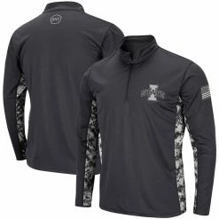 Men's Colosseum Charcoal Iowa State Cyclones OHT Military Appreciation Digi Camo Quarter-Zip Jacket