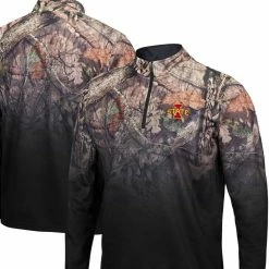 Men's Colosseum Black Iowa State Cyclones Mossy Oak Fleet II Quarter-Zip Jacket