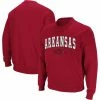 Men's Colosseum Cardinal Arkansas Razorbacks Arch & Logo Crew Neck Sweatshirt