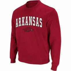 Men's Colosseum Cardinal Arkansas Razorbacks Arch & Logo Crew Neck Sweatshirt -Colosseum Shop DSCO1148321381 4633 ALT2