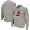 Men's Colosseum Heather Gray Arkansas Razorbacks Arch & Logo Crew Neck Sweatshirt