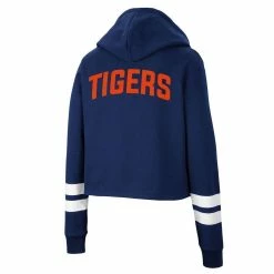 Women's Colosseum Navy Auburn Tigers Throwback Stripe Cropped Pullover Hoodie -Colosseum Shop DSCO1148322884 1320 ALT3