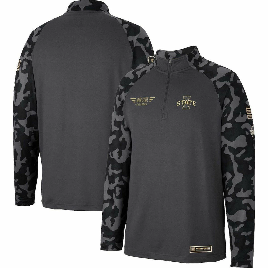 Colosseum Men's Charcoal Iowa State Cyclones OHT Military Appreciation Long Range Raglan Quarter-Zip Jacket 1 Colosseum Men's Charcoal Iowa State Cyclones OHT Military Appreciation Long Range Raglan Quarter-Zip Jacket