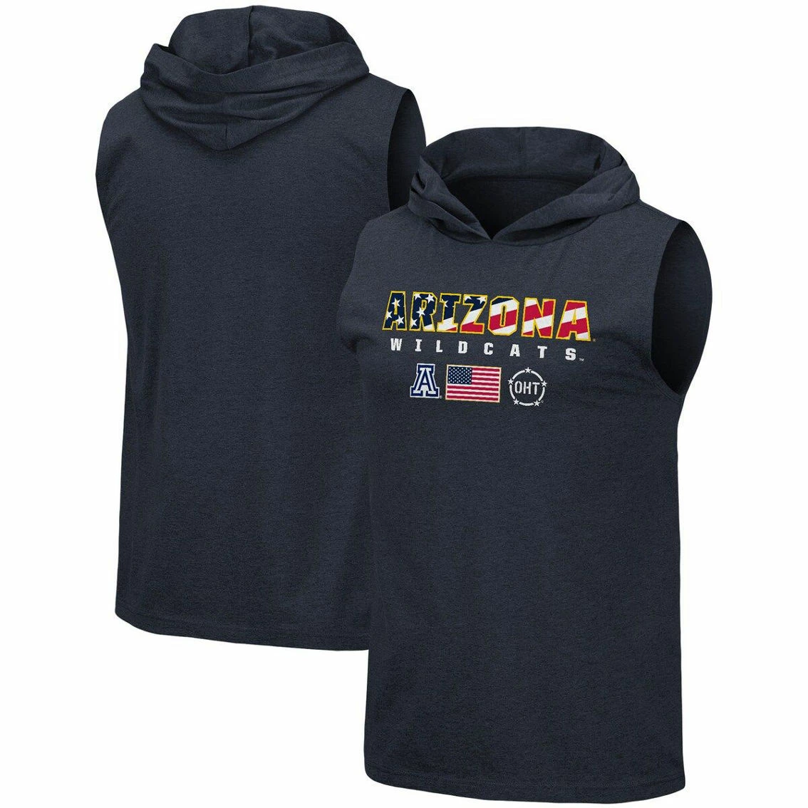 Colosseum Men's Navy Arizona Wildcats OHT Military Appreciation Americana Hoodie Sleeveless T-Shirt 2 Colosseum Men's Navy Arizona Wildcats OHT Military Appreciation Americana Hoodie Sleeveless T-Shirt - Image 2