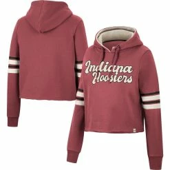 Colosseum Women's Crimson Indiana Hoosiers Retro Cropped Pullover Hoodie