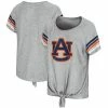 Colosseum Women's Heathered Gray Auburn Tigers Boo You Knotted Raglan T-Shirt