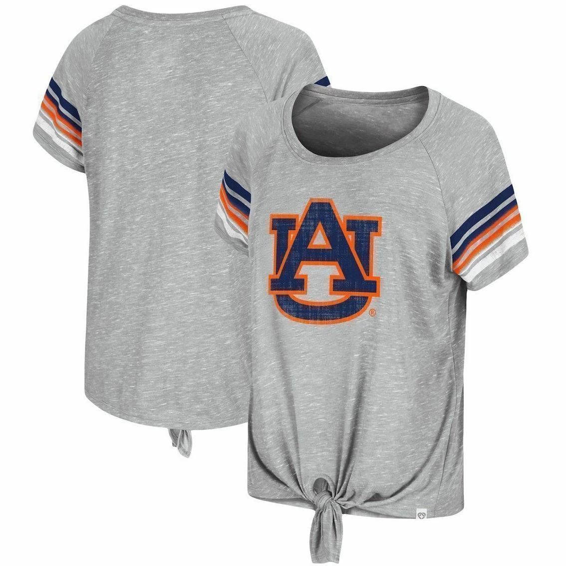 Colosseum Women's Heathered Gray Auburn Tigers Boo You Knotted Raglan T-Shirt 2 Colosseum Women's Heathered Gray Auburn Tigers Boo You Knotted Raglan T-Shirt - Image 2