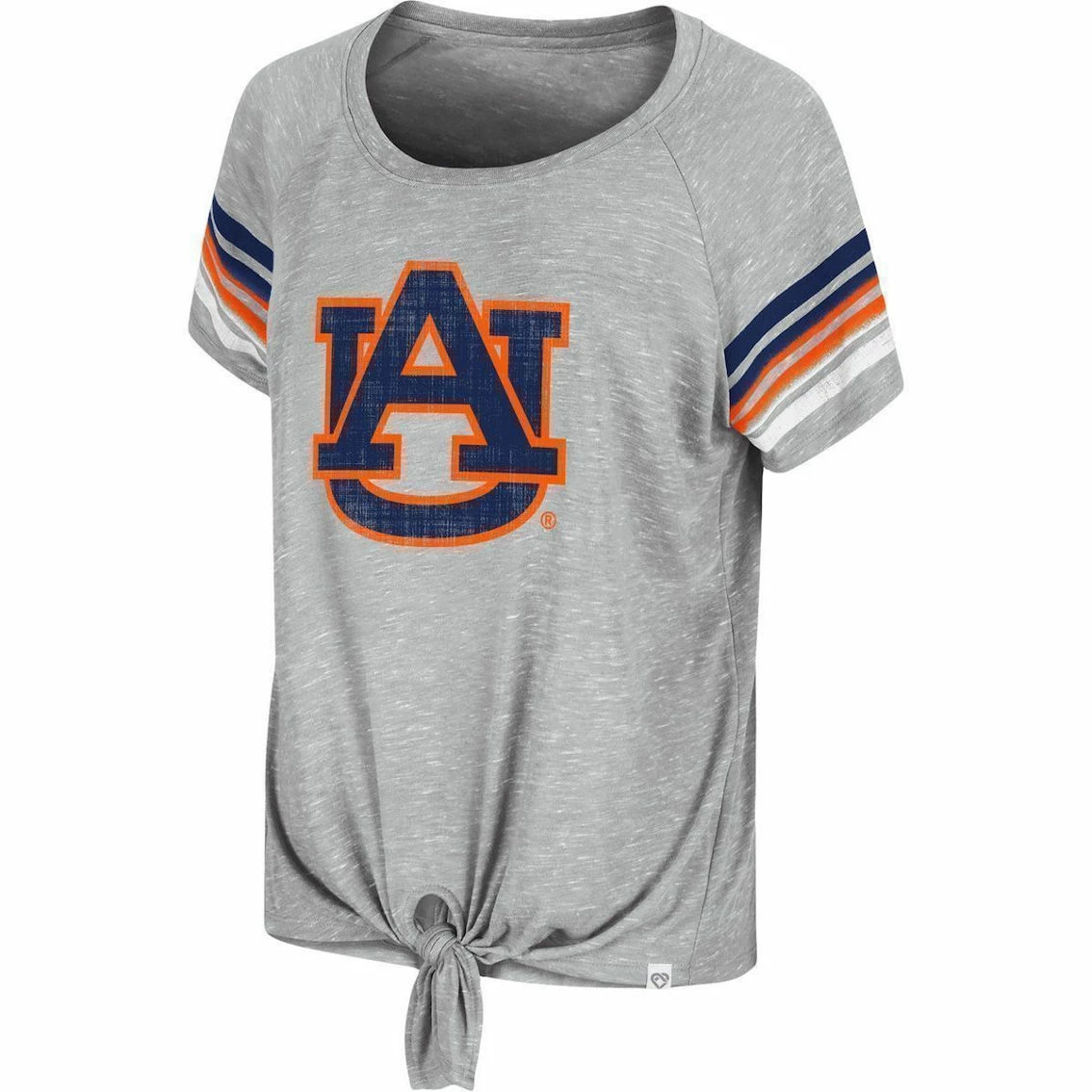 Colosseum Women's Heathered Gray Auburn Tigers Boo You Knotted Raglan T-Shirt 3 Colosseum Women's Heathered Gray Auburn Tigers Boo You Knotted Raglan T-Shirt - Image 3