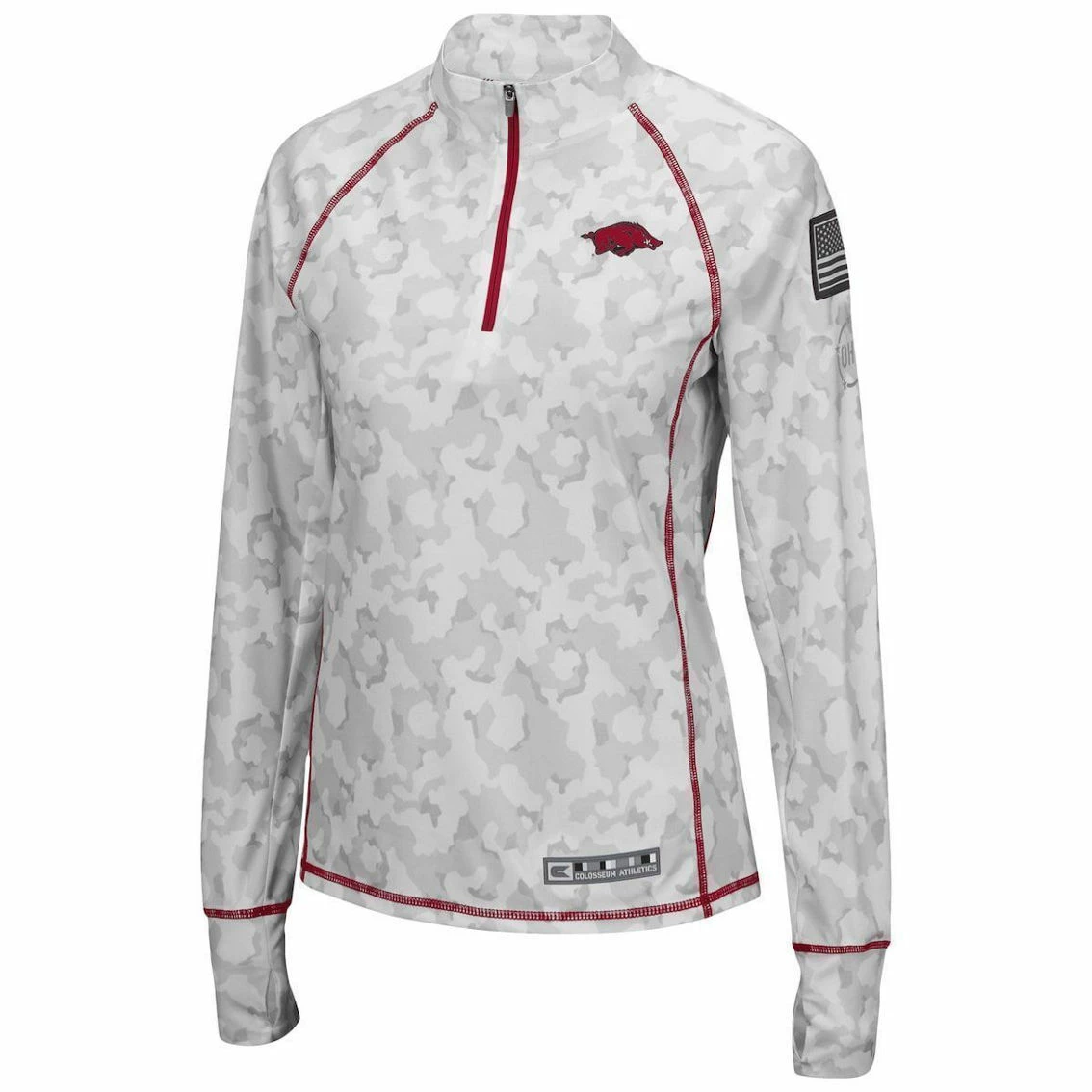 Colosseum Women's White Arkansas Razorbacks OHT Military Appreciation Officer Arctic Camo 1/4-Zip Jacket 3 Colosseum Women's White Arkansas Razorbacks OHT Military Appreciation Officer Arctic Camo 1/4-Zip Jacket - Image 3