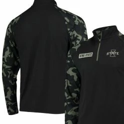 Colosseum Men's Black/Camo Iowa State Cyclones OHT Military Appreciation Take Flight Raglan Quarter-Zip Jacket