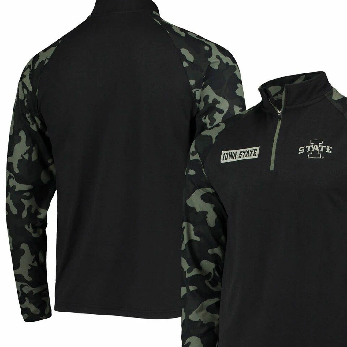 Colosseum Men's Black/Camo Iowa State Cyclones OHT Military Appreciation Take Flight Raglan Quarter-Zip Jacket 1 Colosseum Men's Black/Camo Iowa State Cyclones OHT Military Appreciation Take Flight Raglan Quarter-Zip Jacket