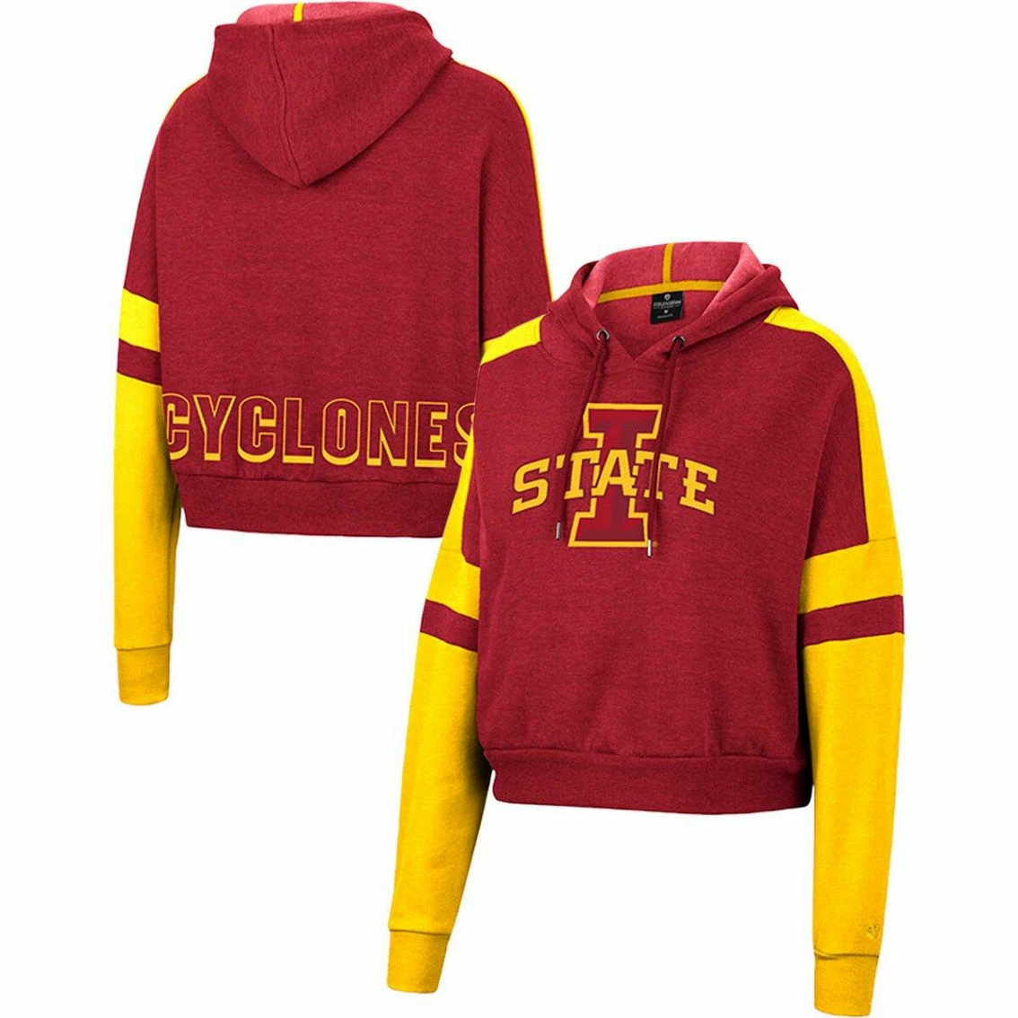 Colosseum Women's Cardinal Iowa State Cyclones Throwback Stripe Arch Logo Cropped Pullover Hoodie 1 Colosseum Women's Cardinal Iowa State Cyclones Throwback Stripe Arch Logo Cropped Pullover Hoodie