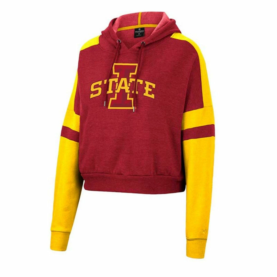 Colosseum Women's Cardinal Iowa State Cyclones Throwback Stripe Arch Logo Cropped Pullover Hoodie 3 Colosseum Women's Cardinal Iowa State Cyclones Throwback Stripe Arch Logo Cropped Pullover Hoodie - Image 3