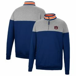 Colosseum Men's Navy/Heather Gray Auburn Tigers Be The Ball Quarter-Zip Top