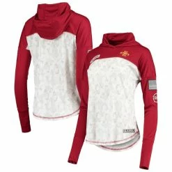 Women's Colosseum Gray/Cardinal Iowa State Cyclones OHT Military Appreciation Mission Arctic Camo Hoodie Long Sleeve T-Shirt