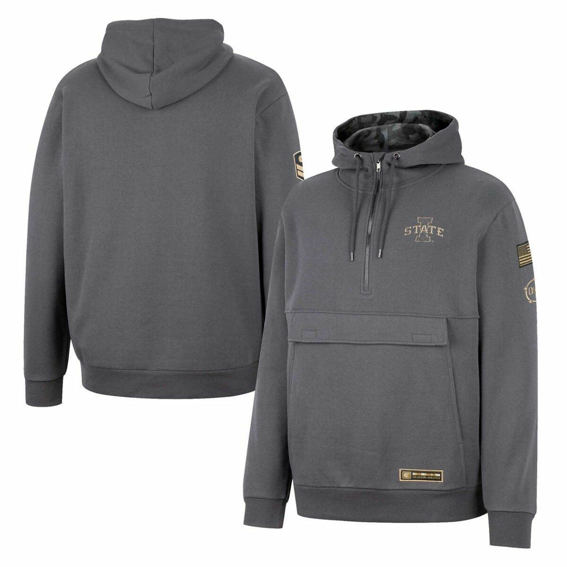 Colosseum Men's Charcoal Iowa State Cyclones OHT Military Appreciation Quarter-Zip Hoodie 1 Colosseum Men's Charcoal Iowa State Cyclones OHT Military Appreciation Quarter-Zip Hoodie