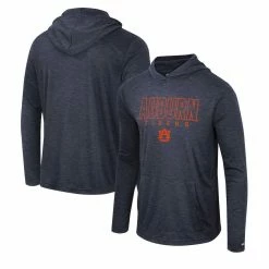Colosseum Men's Heather Navy Auburn Tigers Slub Long Sleeve Hoodie T-Shirt