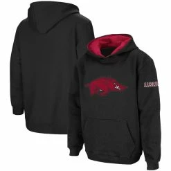 Colosseum Youth Black Arkansas Razorbacks Big Logo Pullover Hoodie