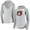 Women's Colosseum Heathered Gray/White Auburn Tigers Gloria Raglan Long Sleeve Hoodie T-Shirt