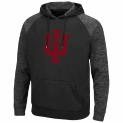 Men's Colosseum Black Indiana Hoosiers Blackout 3.0 Tonal Raglan Pullover Hoodie -Colosseum Shop DSCO1151104026 1007 ALT2
