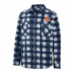 Colosseum Men's Navy/White Auburn Tigers Ellis Plaid Full-Snap Shirt Jacket -Colosseum Shop DSCO1151350491 GZKZ ALT2