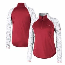 Women's Colosseum Cardinal Arkansas Razorbacks OHT Military Appreciation Flash Arctic Camo Raglan Quarter-Zip Jacket