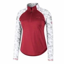 Women's Colosseum Cardinal Arkansas Razorbacks OHT Military Appreciation Flash Arctic Camo Raglan Quarter-Zip Jacket -Colosseum Shop DSCO1151957938 4633 ALT2