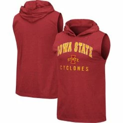 Colosseum Men's Heathered Cardinal Iowa State Cyclones Varsity Hoodie Tank Top