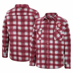 Colosseum Men's Crimson/White Indiana Hoosiers Ellis Plaid Full-Snap Shirt Jacket
