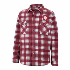 Colosseum Men's Crimson/White Indiana Hoosiers Ellis Plaid Full-Snap Shirt Jacket -Colosseum Shop DSCO1152055963 M9JC ALT2