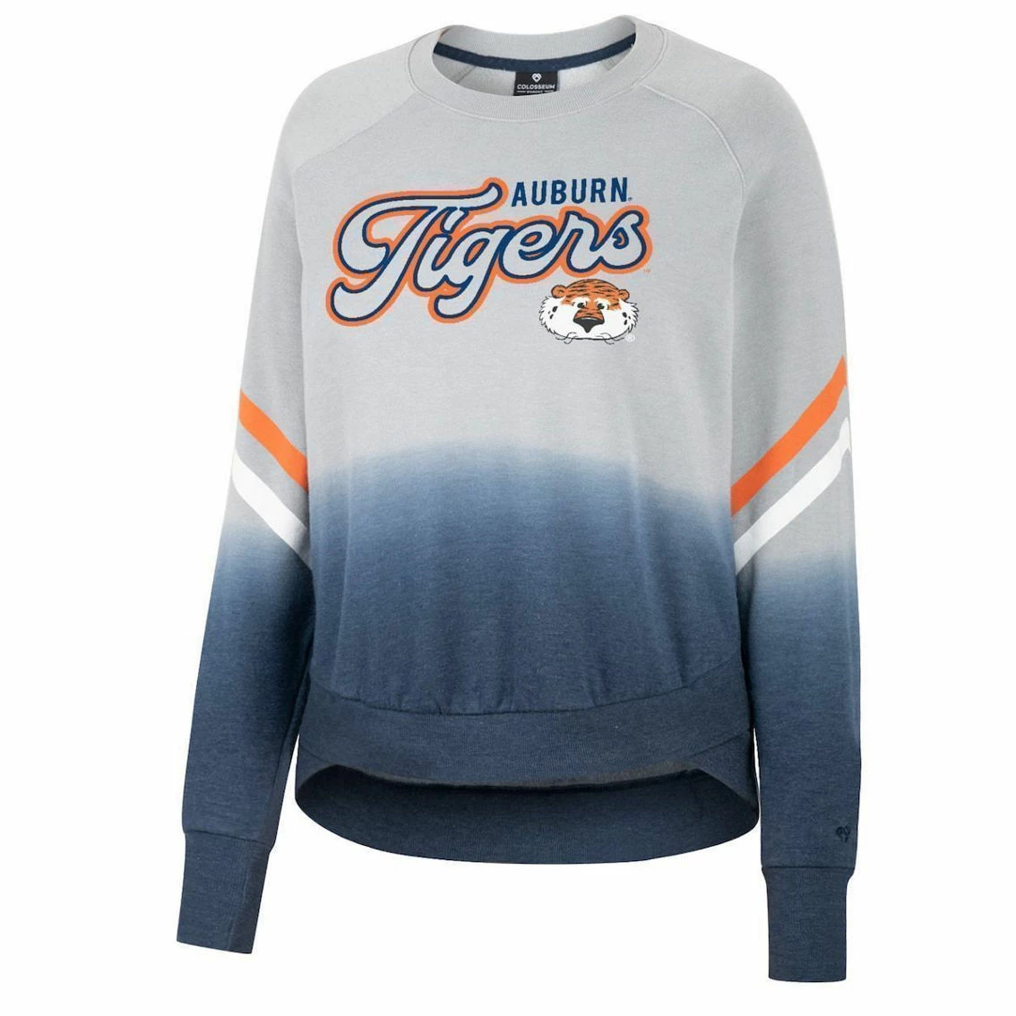Colosseum Women's Gray Auburn Tigers Cue Cards Dip-Dye Raglan Pullover Sweatshirt 3 Colosseum Women's Gray Auburn Tigers Cue Cards Dip-Dye Raglan Pullover Sweatshirt - Image 3