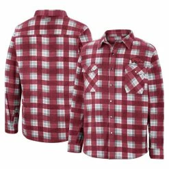 Colosseum Men's Cardinal/White Arkansas Razorbacks Ellis Plaid Full-Snap Shirt Jacket