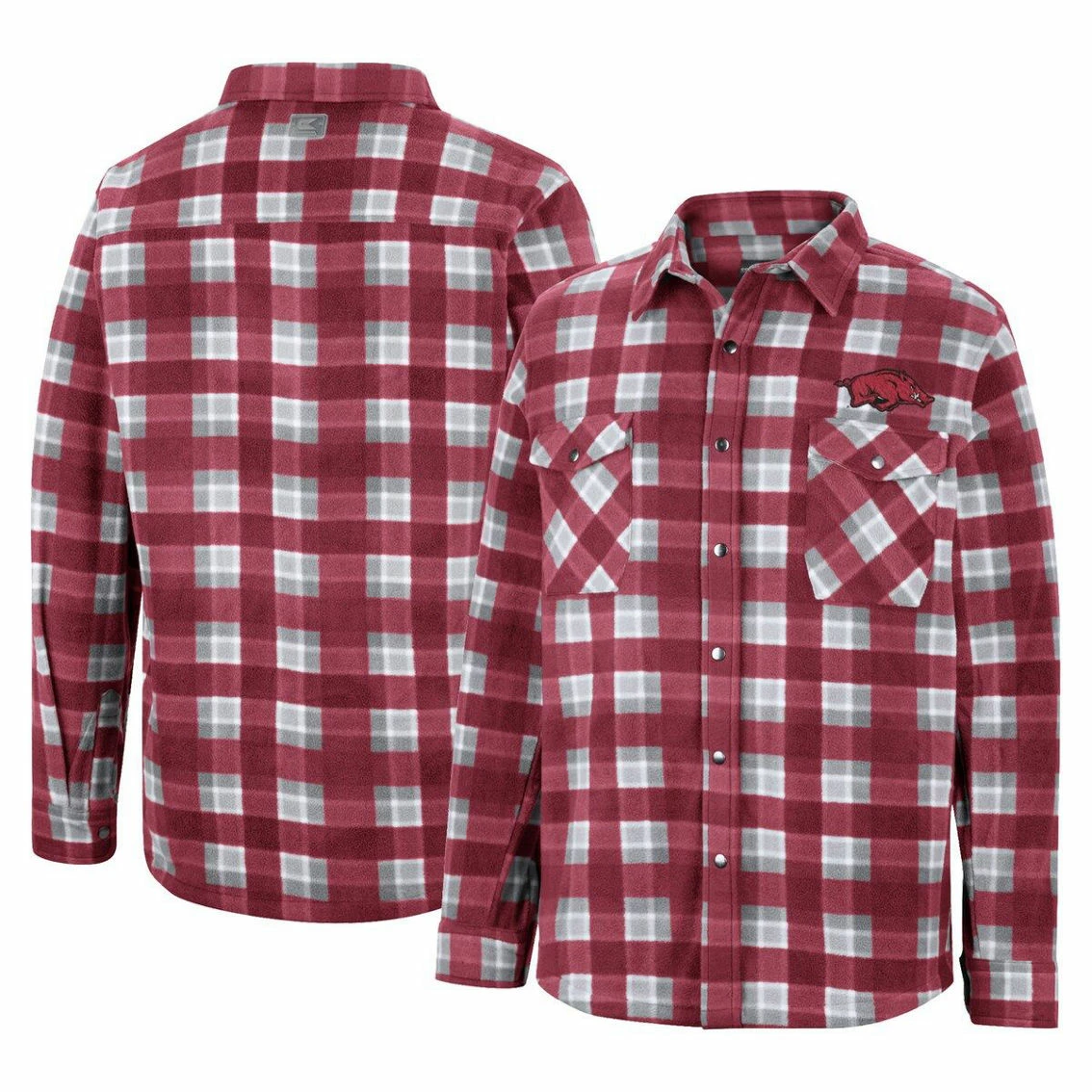 Colosseum Men's Cardinal/White Arkansas Razorbacks Ellis Plaid Full-Snap Shirt Jacket 1 Colosseum Men's Cardinal/White Arkansas Razorbacks Ellis Plaid Full-Snap Shirt Jacket