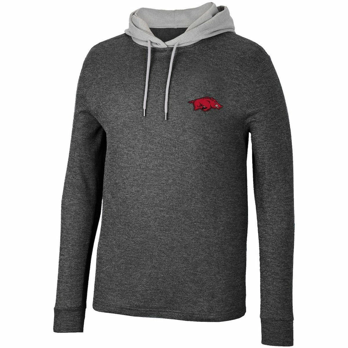 Men's Colosseum Black Arkansas Razorbacks Ballot Waffle-Knit Thermal Long Sleeve Hoodie T-Shirt 3 Men's Colosseum Black Arkansas Razorbacks Ballot Waffle-Knit Thermal Long Sleeve Hoodie T-Shirt - Image 3