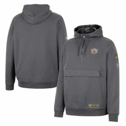 Colosseum Men's Charcoal Auburn Tigers OHT Military Appreciation Quarter-Zip Hoodie